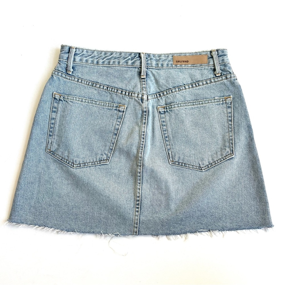 GRLFRND x REVOLVE Milla Zappa Light Wash Denim Mini Skirt with Raw Hem - Picture 3 of 8